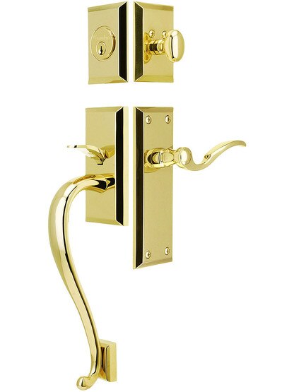 Fifth Avenue Entry Lock Set in PVD Finish with Left-Handed Bellagio Lever and